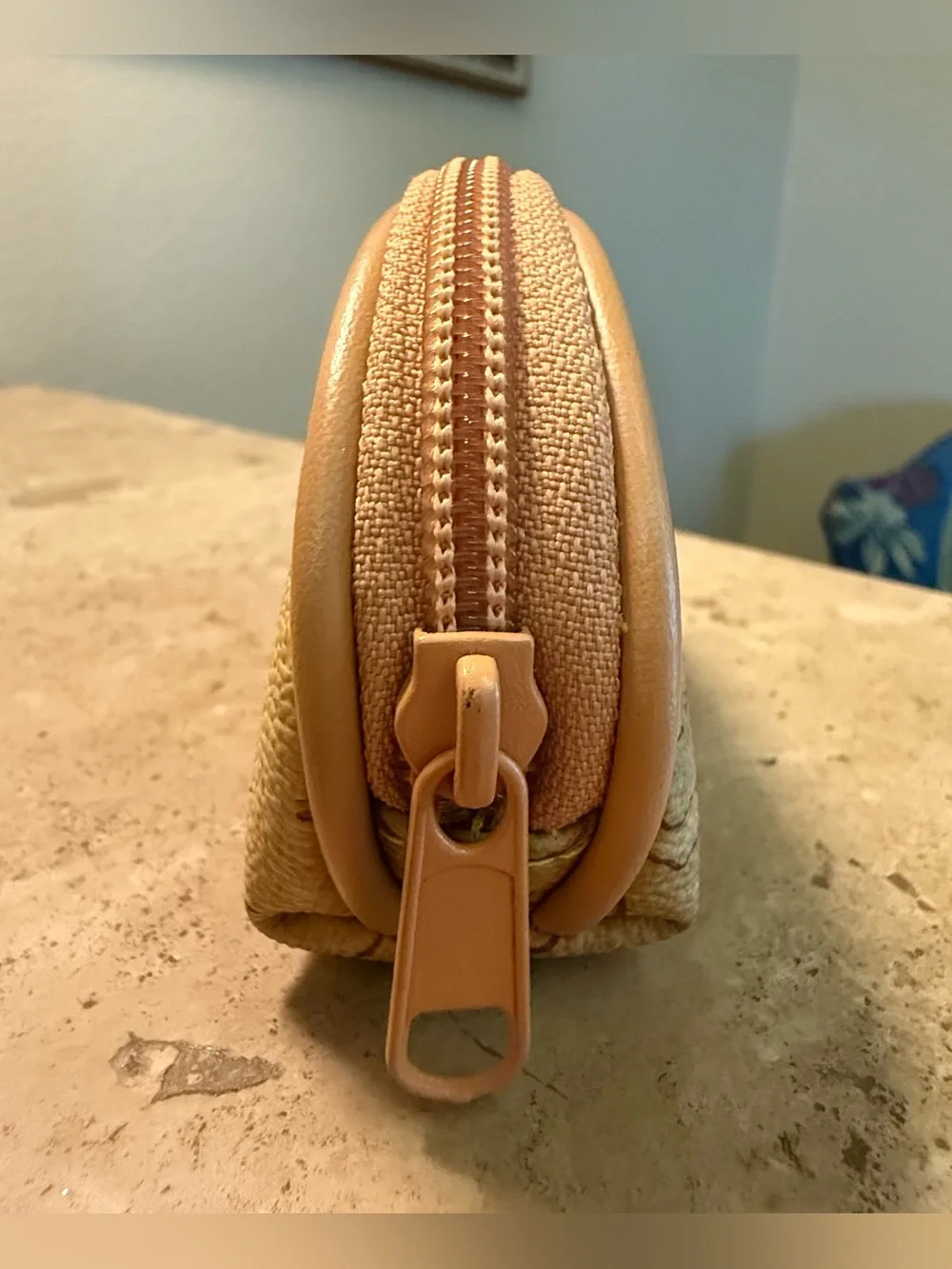Map Print Cosmetic Pouch in Cream and Tan